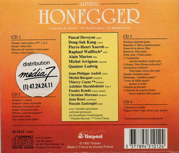 Arthur Honegger – La Musique De Chambre - The Chamber Music - Die Kammermusik