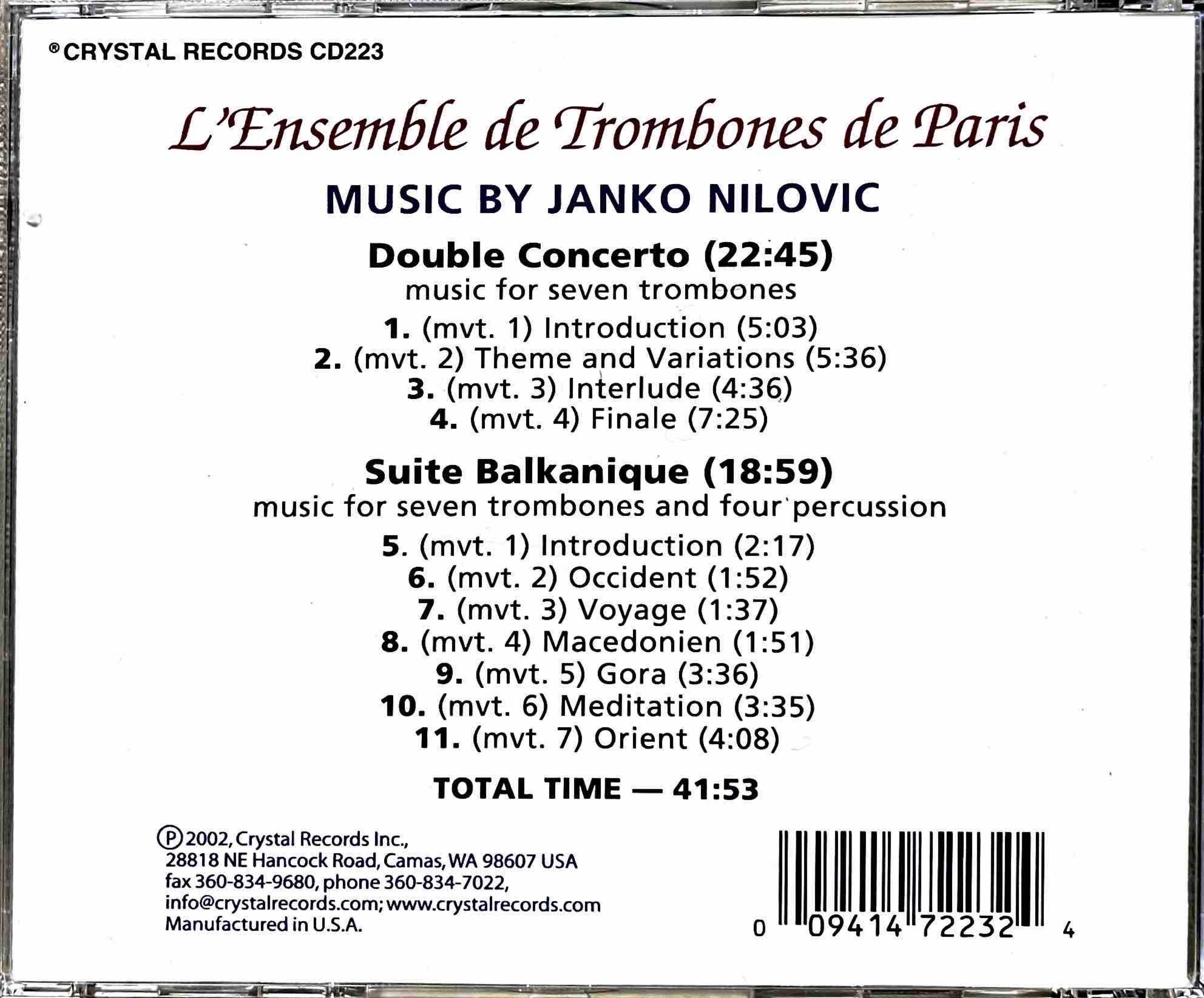 L'Ensemble De Trombones De Paris Performs Suite Balkanique & Double Concerto By Janko Nilovic